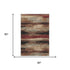 5' X 8' Coffee Burgundy And Beige Abstract Washable Area Rug With UV Protection