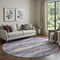 8' Purple And Ivory Abstract Washable Round Rug With UV Protection