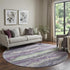 8' Purple And Ivory Abstract Washable Round Rug With UV Protection