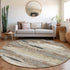 8' Taupe Beige And Brown Abstract Washable Round Rug With UV Protection