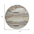 8' Taupe Beige And Brown Abstract Washable Round Rug With UV Protection