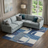 8' X 10' Blue And Ivory Geometric Washable Area Rug With UV Protection