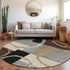 8' Pewter Gray And Black Geometric Washable Round Rug With UV Protection
