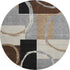 8' Pewter Gray And Black Geometric Washable Round Rug With UV Protection