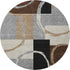 8' Pewter Gray And Black Geometric Washable Round Rug With UV Protection
