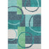 5' X 8' Teal Ivory And Green Geometric Washable Area Rug With UV Protection