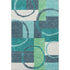 5' X 8' Teal Ivory And Green Geometric Washable Area Rug With UV Protection