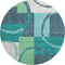 8' Teal Ivory And Green Geometric Washable Round Rug With UV Protection