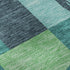 8' Teal Ivory And Green Geometric Washable Round Rug With UV Protection