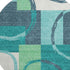 8' Teal Ivory And Green Geometric Washable Round Rug With UV Protection