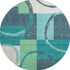 8' Teal Ivory And Green Geometric Washable Round Rug With UV Protection