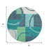 8' Teal Ivory And Green Geometric Washable Round Rug With UV Protection