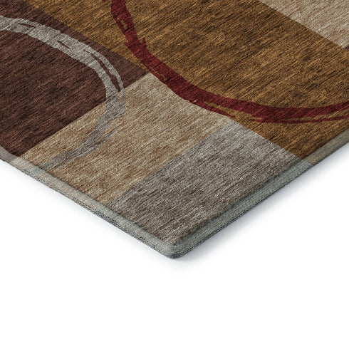 8' X 10' Wheat Burgundy And Gray Geometric Washable Area Rug With UV Protection