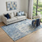 5' X 8' Denim Blue And Ivory Abstract Washable Area Rug With UV Protection