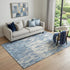 5' X 8' Denim Blue And Ivory Abstract Washable Area Rug With UV Protection