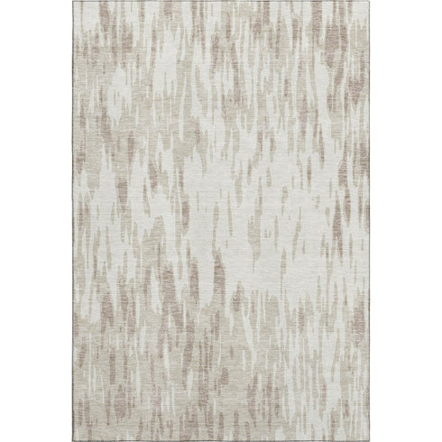 5' X 8' Ivory And Beige Abstract Washable Area Rug With UV Protection