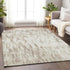 8' X 10' Ivory And Beige Abstract Washable Area Rug With UV Protection