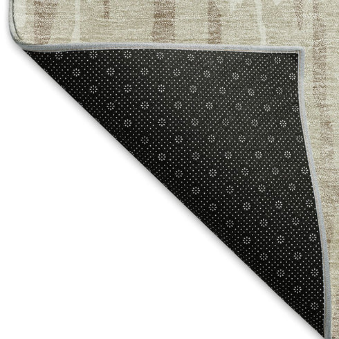 8' X 10' Ivory And Beige Abstract Washable Area Rug With UV Protection