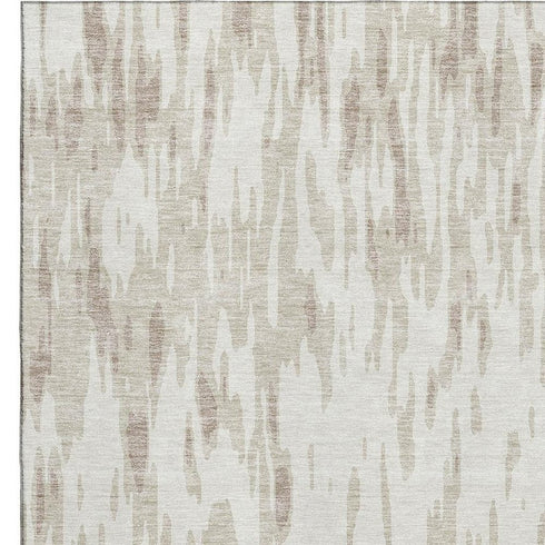 8' X 10' Ivory And Beige Abstract Washable Area Rug With UV Protection