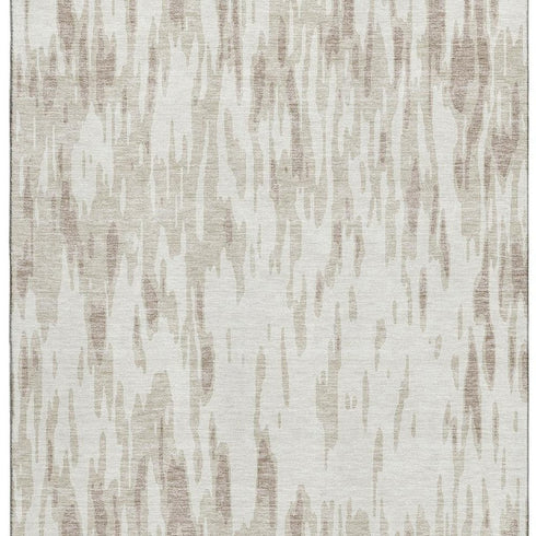 8' X 10' Ivory And Beige Abstract Washable Area Rug With UV Protection