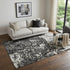 5' X 8' Black And Ivory Abstract Washable Area Rug With UV Protection