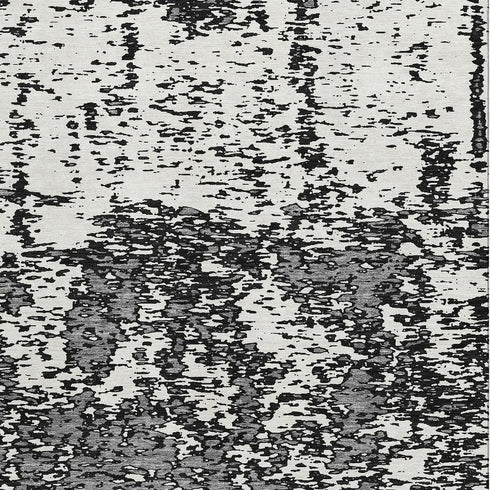 5' X 8' Black And Ivory Abstract Washable Area Rug With UV Protection