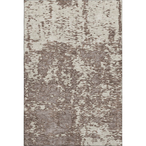 5' X 8' Brown And Beige Abstract Washable Area Rug With UV Protection