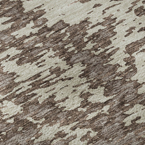 5' X 8' Brown And Beige Abstract Washable Area Rug With UV Protection