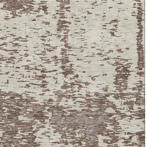 5' X 8' Brown And Beige Abstract Washable Area Rug With UV Protection