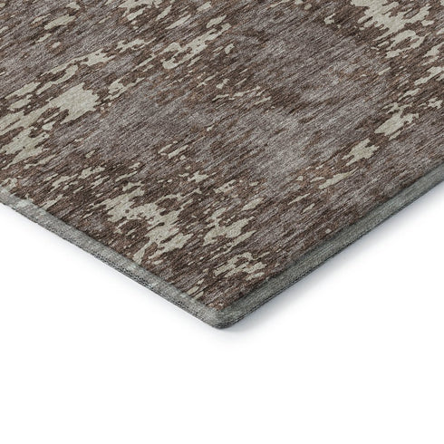 8' X 10' Brown And Beige Abstract Washable Area Rug With UV Protection