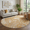 8' Copper And Ivory Abstract Washable Round Rug With UV Protection