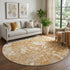 8' Copper And Ivory Abstract Washable Round Rug With UV Protection