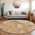 8' Copper And Ivory Abstract Washable Round Rug With UV Protection
