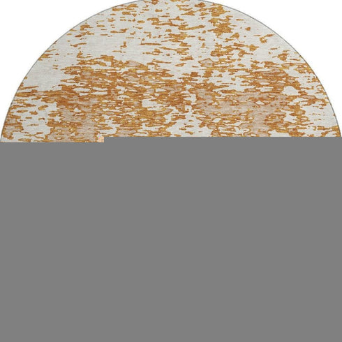 8' Copper And Ivory Abstract Washable Round Rug With UV Protection