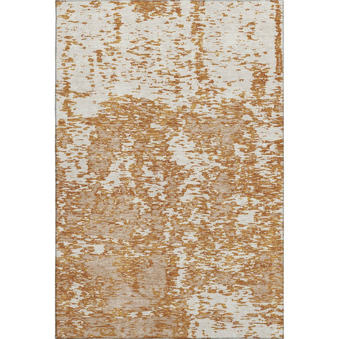 9' X 12' Copper And Ivory Abstract Washable Area Rug With UV Protection