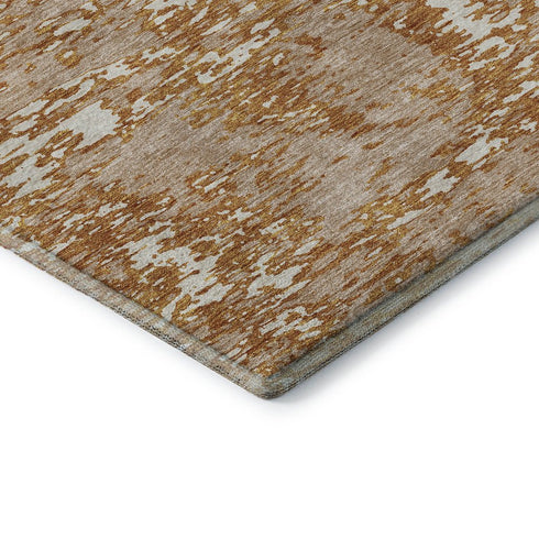 9' X 12' Copper And Ivory Abstract Washable Area Rug With UV Protection