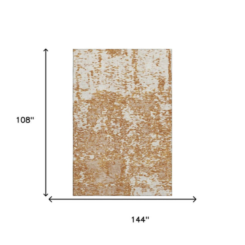 9' X 12' Copper And Ivory Abstract Washable Area Rug With UV Protection