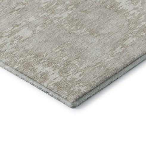 5' X 8' Ivory And Beige Abstract Washable Area Rug With UV Protection