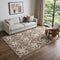 5' X 8' Brown And Ivory Geometric Washable Area Rug With UV Protection