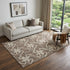 5' X 8' Brown And Ivory Geometric Washable Area Rug With UV Protection