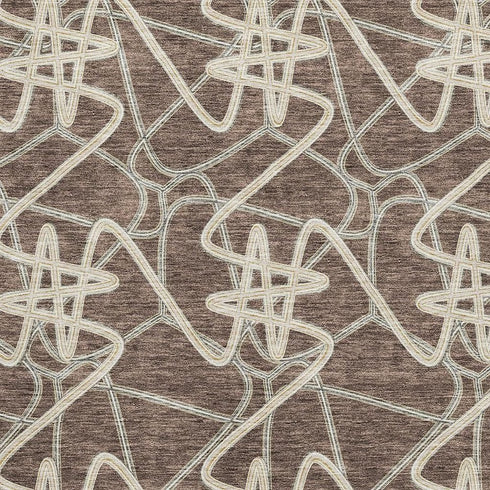 5' X 8' Brown And Ivory Geometric Washable Area Rug With UV Protection