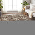 9' X 12' Brown And Ivory Geometric Washable Area Rug With UV Protection