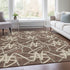 9' X 12' Brown And Ivory Geometric Washable Area Rug With UV Protection