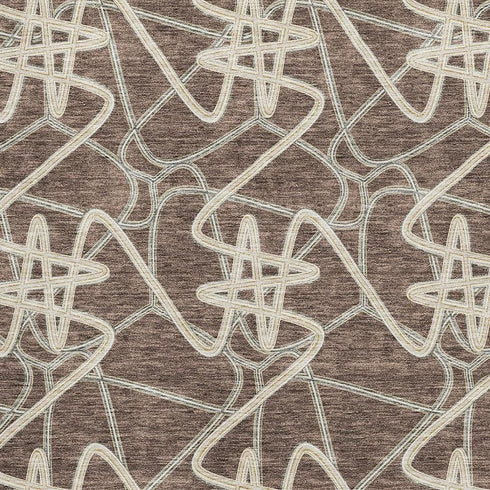 9' X 12' Brown And Ivory Geometric Washable Area Rug With UV Protection