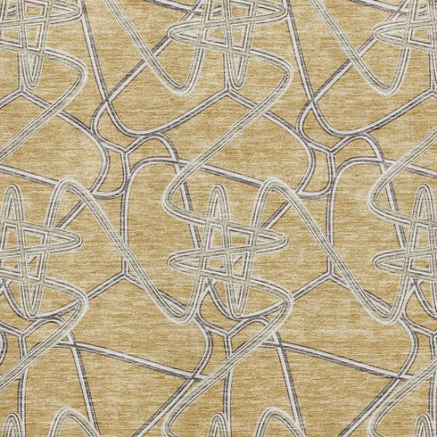 5' X 8' Gold And Ivory Geometric Washable Area Rug With UV Protection