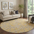 8' Gold And Ivory Geometric Washable Round Rug With UV Protection