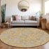 8' Gold And Ivory Geometric Washable Round Rug With UV Protection