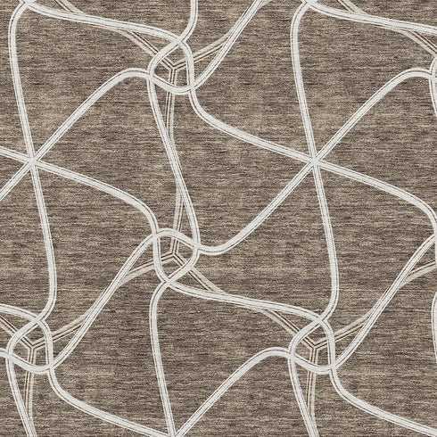 5' X 8' Brown And Ivory Geometric Washable Area Rug With UV Protection