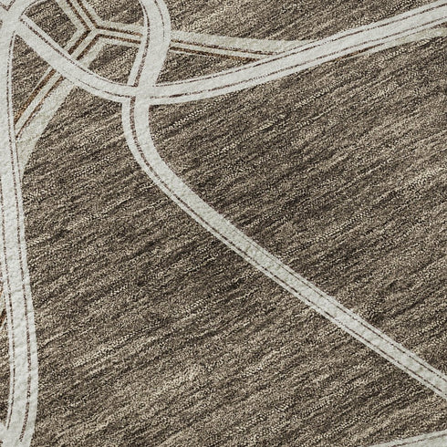 8' X 10' Brown And Ivory Geometric Washable Area Rug With UV Protection