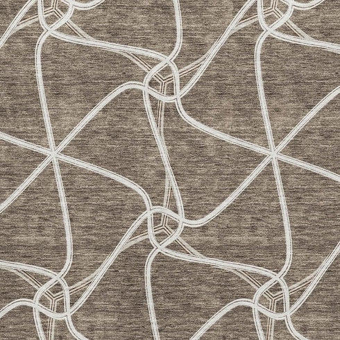 8' X 10' Brown And Ivory Geometric Washable Area Rug With UV Protection